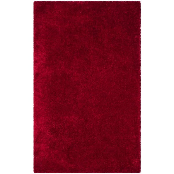 Luxe Shag Red 4 ft. x 6 ft. Solid Area Rug