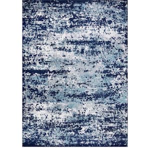 Jefferson Collection Abstract Navy 5 ft. x 7 ft. Area Rug