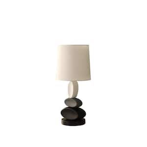 19 in. Black Standard Light Bulb Bedside Table Lamp with White Metal Shade