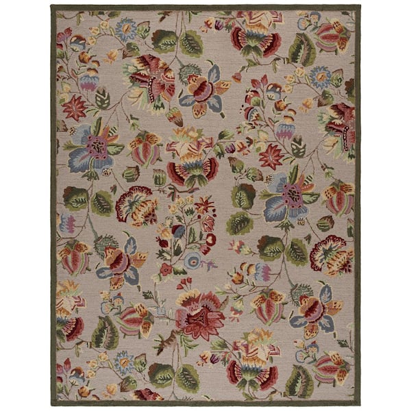 Chelsea 8 ft. x 10 ft. Sage Floral Gradient Solid Color Area Rug