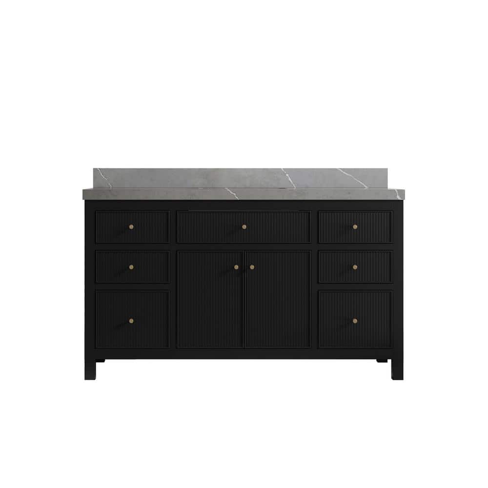 Sonoma 60 in. W x 22 in.D x 36 in. H Single Sink Bath Vanity in Black with 2 in.Piatra Quartz Top price history on PriceWatchPro