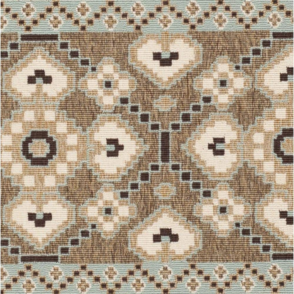 Cream and Chocolate Synthetic Rectangular Indoor/Outdoor Rug
