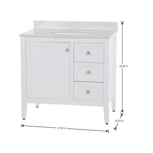 Darcy 37 in. W x 22 in. D Bath Vanity in White with Stone Effects Vanity Top in Pulsar with White Sink