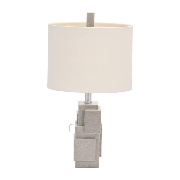 Liv & Skye 22 in. Gray Resin Modern Blocks Table Lamp