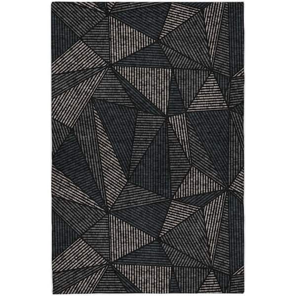 Dream Shag Premium Machine Washable Abstract ADS618 Black 5 ft. x 7 ft. 6 in. Area Rug