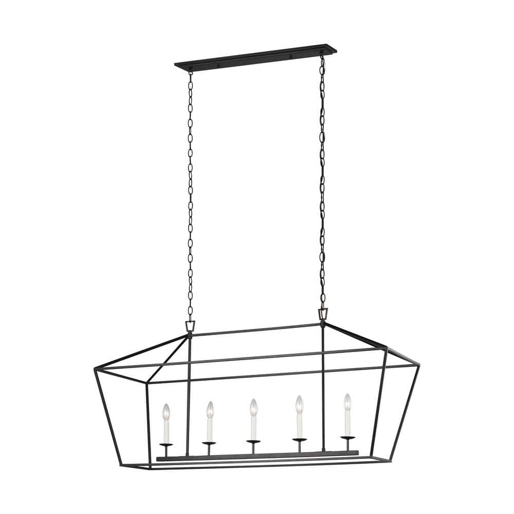 Midnight Black 5-Light Candelabra Cage Chandelier