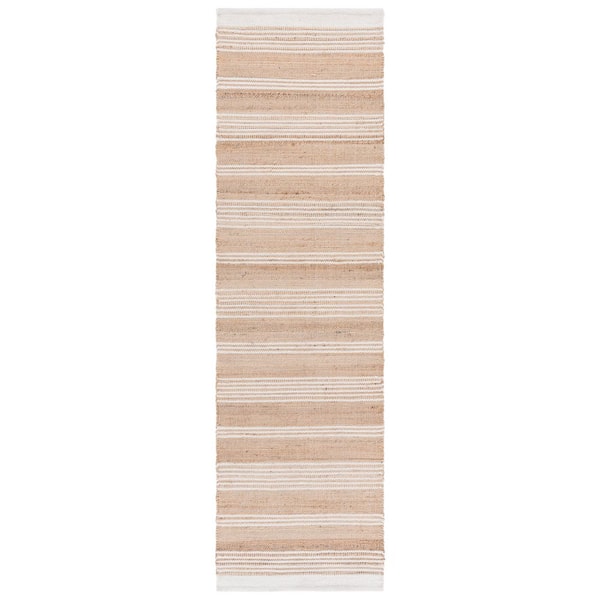 Natural Fiber 2 ft. x 8 ft. Natural/Ivory Striped Runner Rug