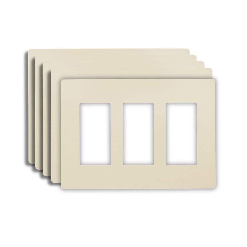 Wfilled Swp3 Faith 5-Pack Decorator Screwless 3-Gang Ivory GFCI Outlet/Rocker Light ...