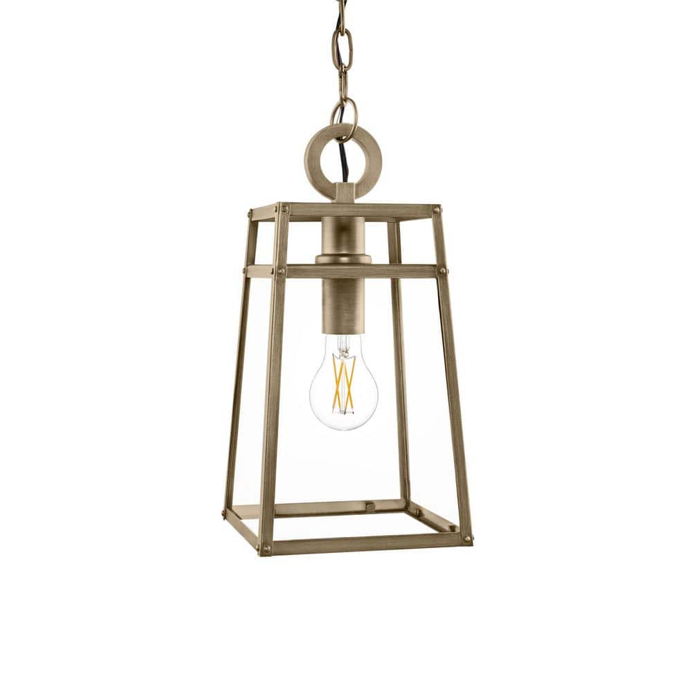 Grantsdale 14.69 in. 1-Light Vintage Brass Outdoor Hanging Light Pendant Light with Clear Glass and No Bulbs Included price history on PriceWatchPro