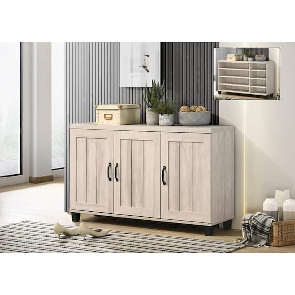 Tahanbath Corby 45 in. Dusty Gray Oak Finish 3-Door Shoe Cabinet Z