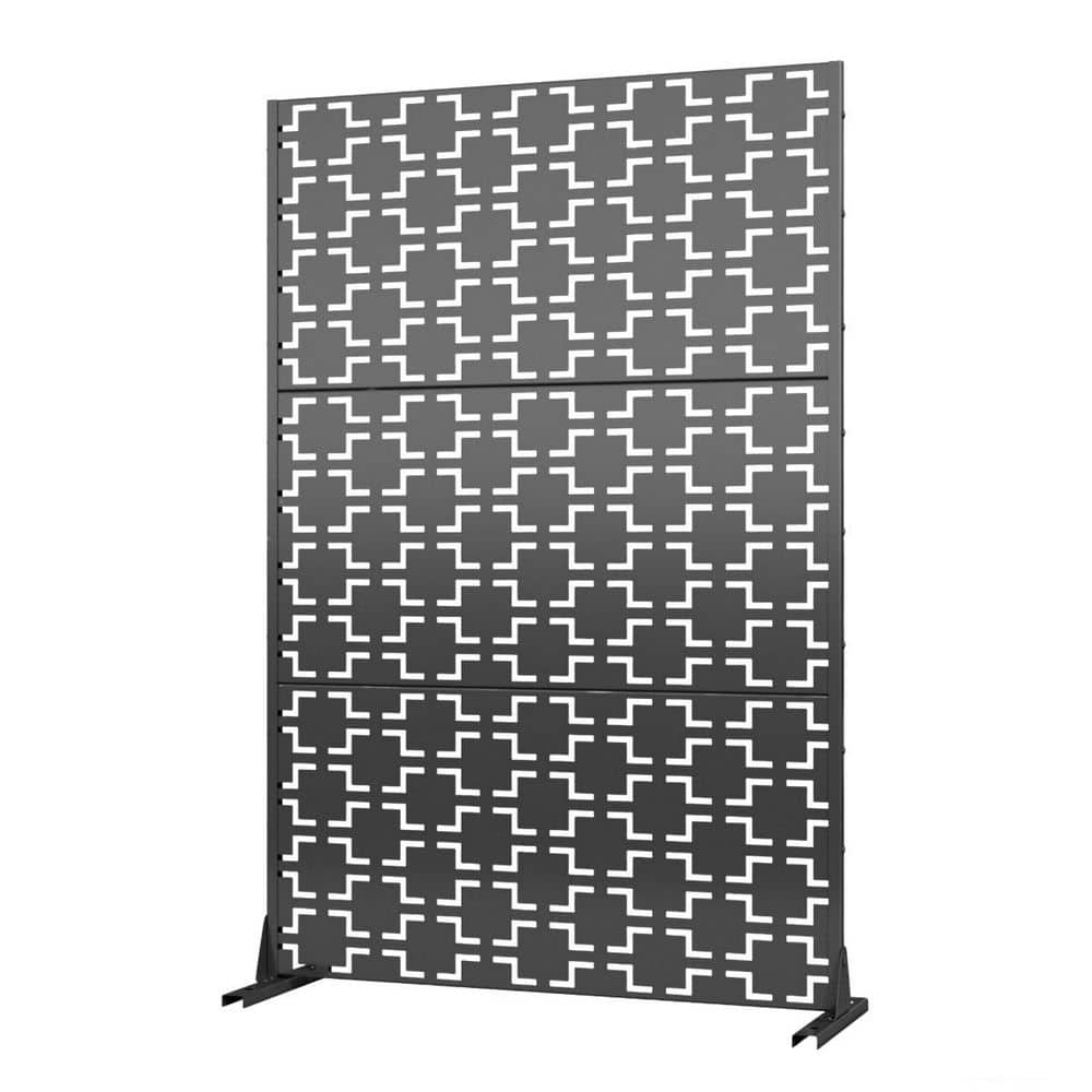Set of 4 Outdoor Privacy Fence 47 in. L x 16 in. W x 72 in. H Black Galvanized Steel Garden Privacy Screen price history on PriceWatchPro