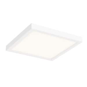 14 in. White Square Indoor/Outdoor Selectable LED Flush Mount