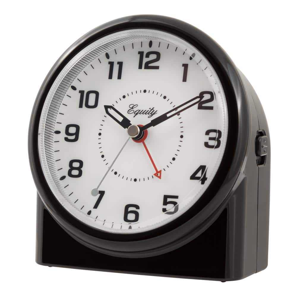 Equity Black and White Analog Alarm Clock with Night Vision