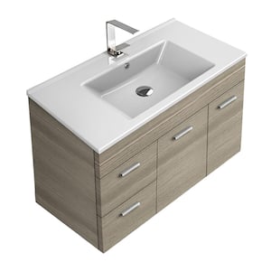 Loren 33 in. W x 17.5 in. D x 21.8 in. H Bathroom Vanity in Larch Canapa with Ceramic Vanity Top and Basin in White