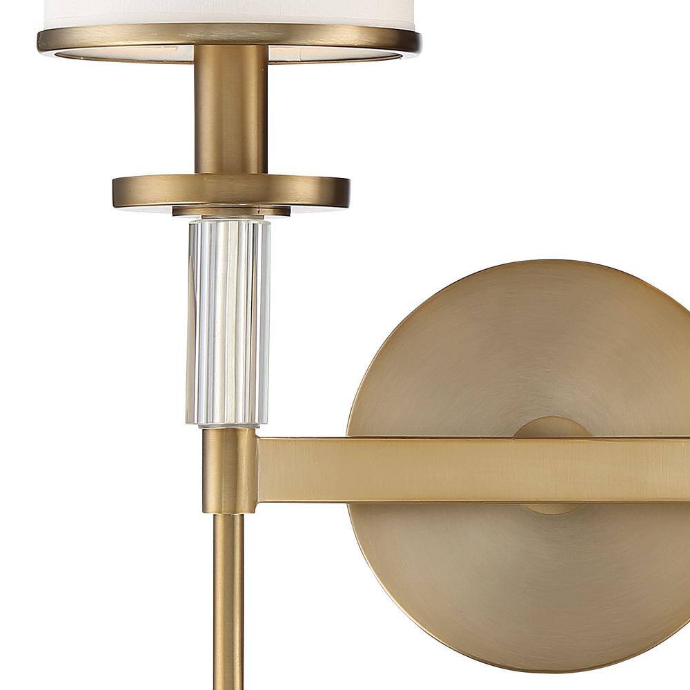 Vibrant Gold and White Silk 2-Light Sconce with Crystal Accents