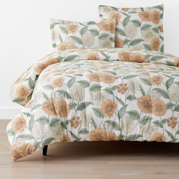 The Company Store Company Cotton Meadow Blooms Ivory Multi Full Cotton Percale Comforter