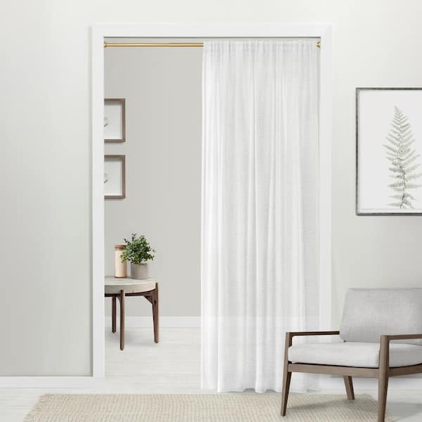 Tension 36 in. - 63 in. Adjustable 1 in. Single Curtain Rod Kit in Gold with Finial