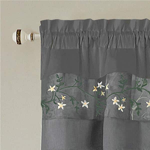 Fairfield 55 in. W x 63 in. L Polyester Light Filtering 5 Piece Window Curtain Set in Grey