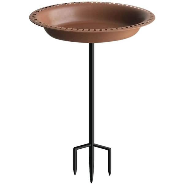 15.3 in. Lightweight Birdbaths Antique Decoration Detachable Birdfeeder and Bird Bath for Outdoor Garden, Brown