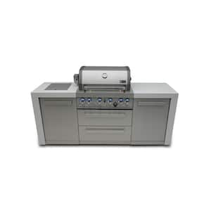 Deluxe Series 4-Burner Outdoor Kitchen Gas Grill with Side Burner Propane Natural Gas Grill Island in Stainless Steel