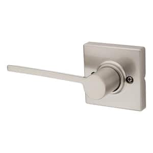 Ladera Satin Nickel Left-Handed Dummy Door Lever with Square Trim Featuring Microban Antimicrobial Technology