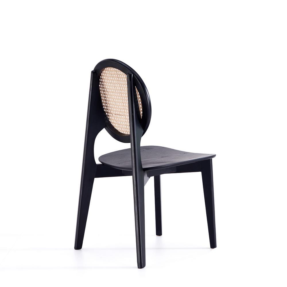 Black and Natural Cane Wood Side Chair