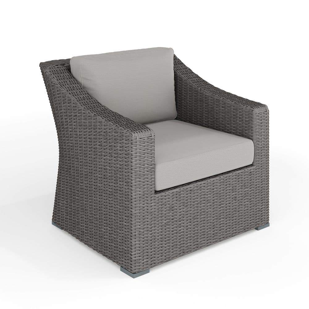 MARTHA STEWART Bedford Indoor-Outdoor Patio Accent Chair in Gray Rattan  Wicker with Gray All-Weather Cushions LTS-6220-GY-MS - The Home Depot, image size:1000x1000