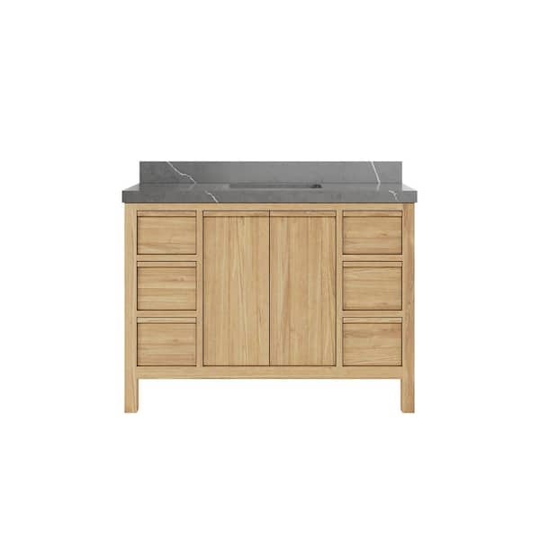 Willow Collections Elizabeth 48 in. W x 22 in. D x 36 in. H Bath Vanity in Natural with 2" Piatra Quartz Top