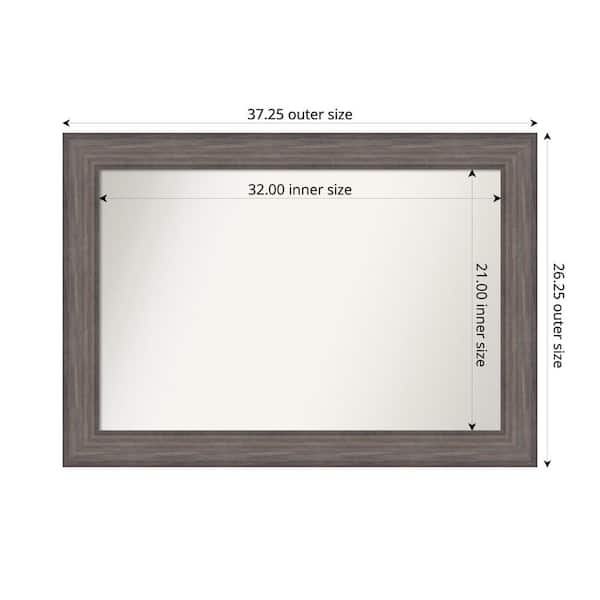 Amanti Art Country Barnwood 37.25 in. x 26.25 in. Custom Non-Beveled Wood Framed Bathroom Vanity Wall Mirror