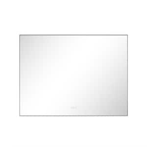 48 in. W x 36 in. H Large Rectangular Aluminium Framed Led Light Wall Bathroom Vanity Mirror in Gunmetal Black