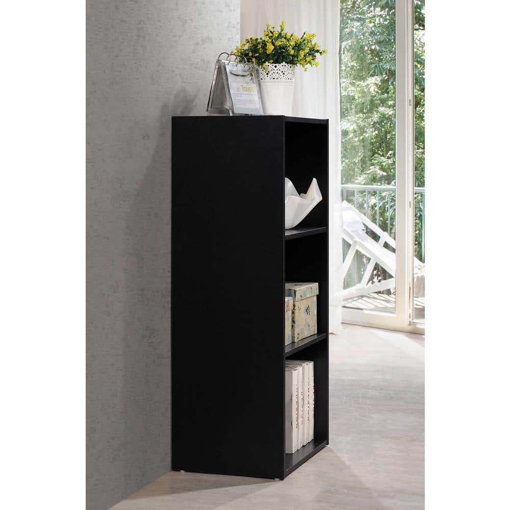 Kids' Playroom Black Bookcase with Cubes and Doors
