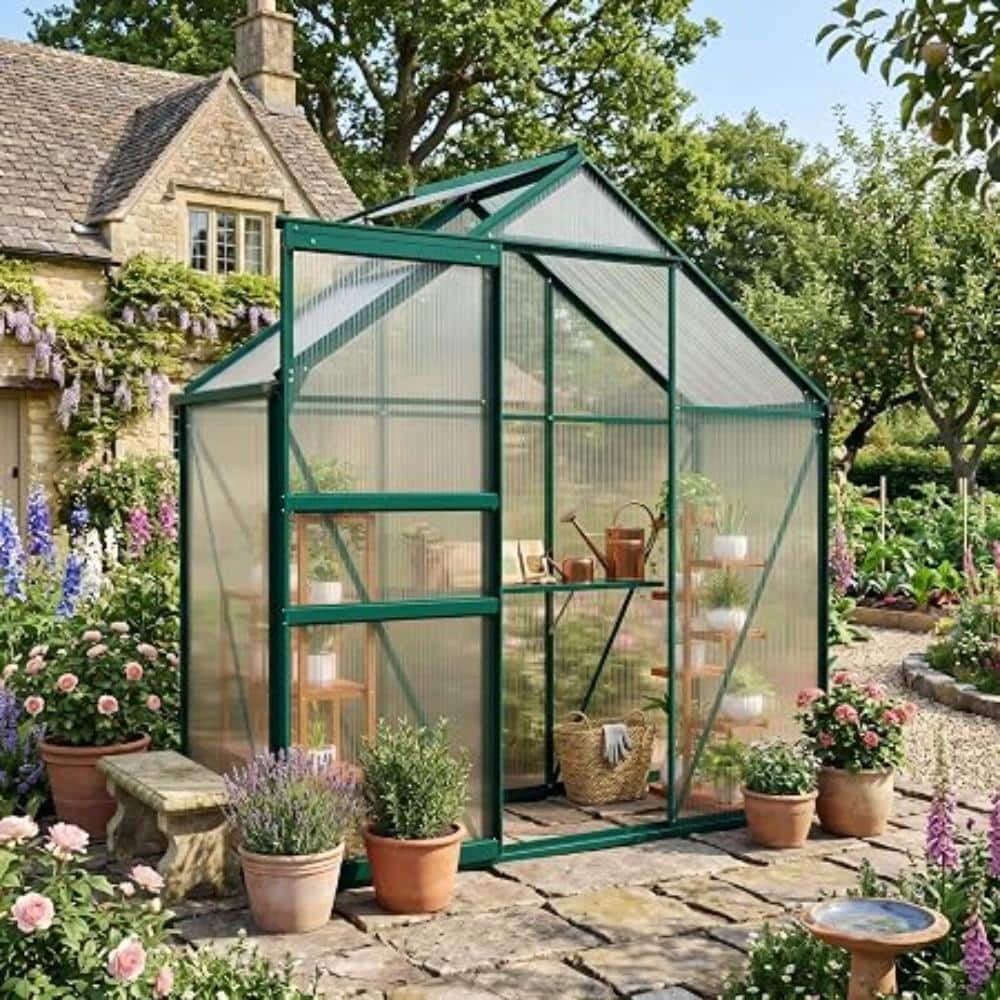 HUMAN MADE グリーンベスト Fサイズ homfan 6x3 FT Heavy Duty Polycarbonate Greenhouse, Aluminum Frame
