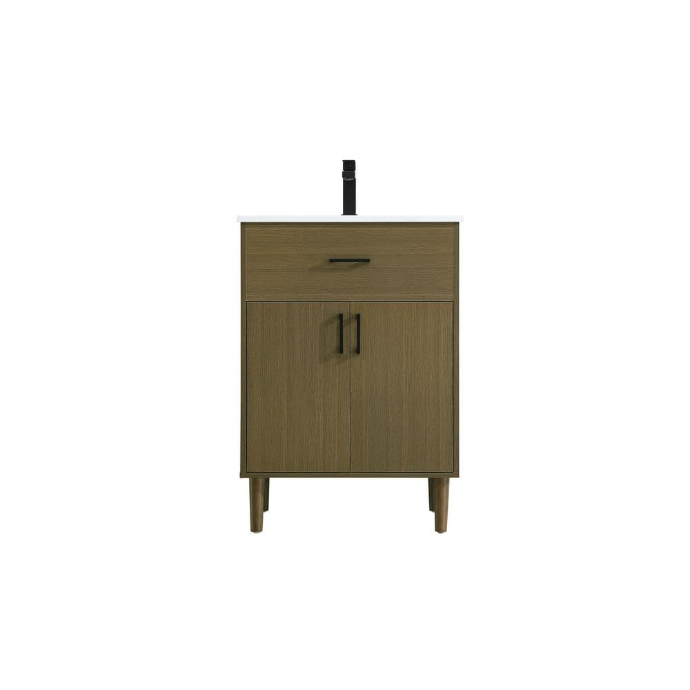 24 in. Single Sink Chestnut Brown Bath Vanity with White Engineered Marble Top price history on PriceWatchPro