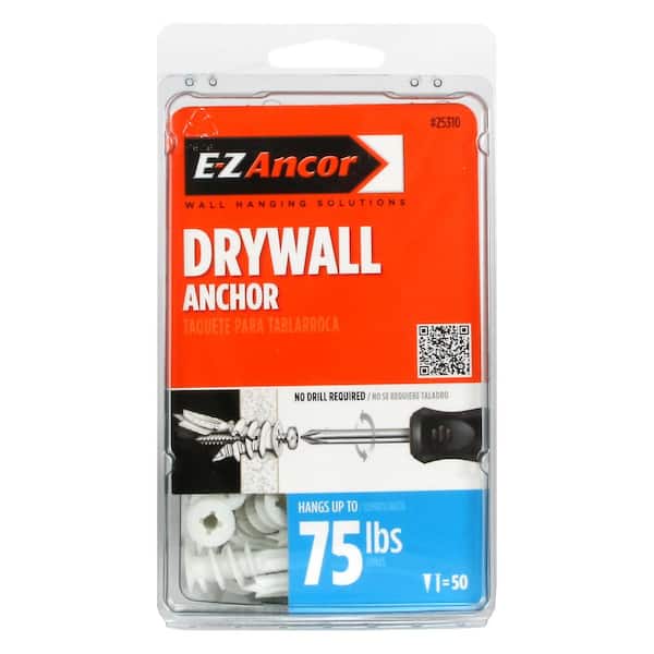 E Z Ancor Twist N Lock 75 Lbs Medium Duty Drywall Anchors 50 Pack The Home Depot