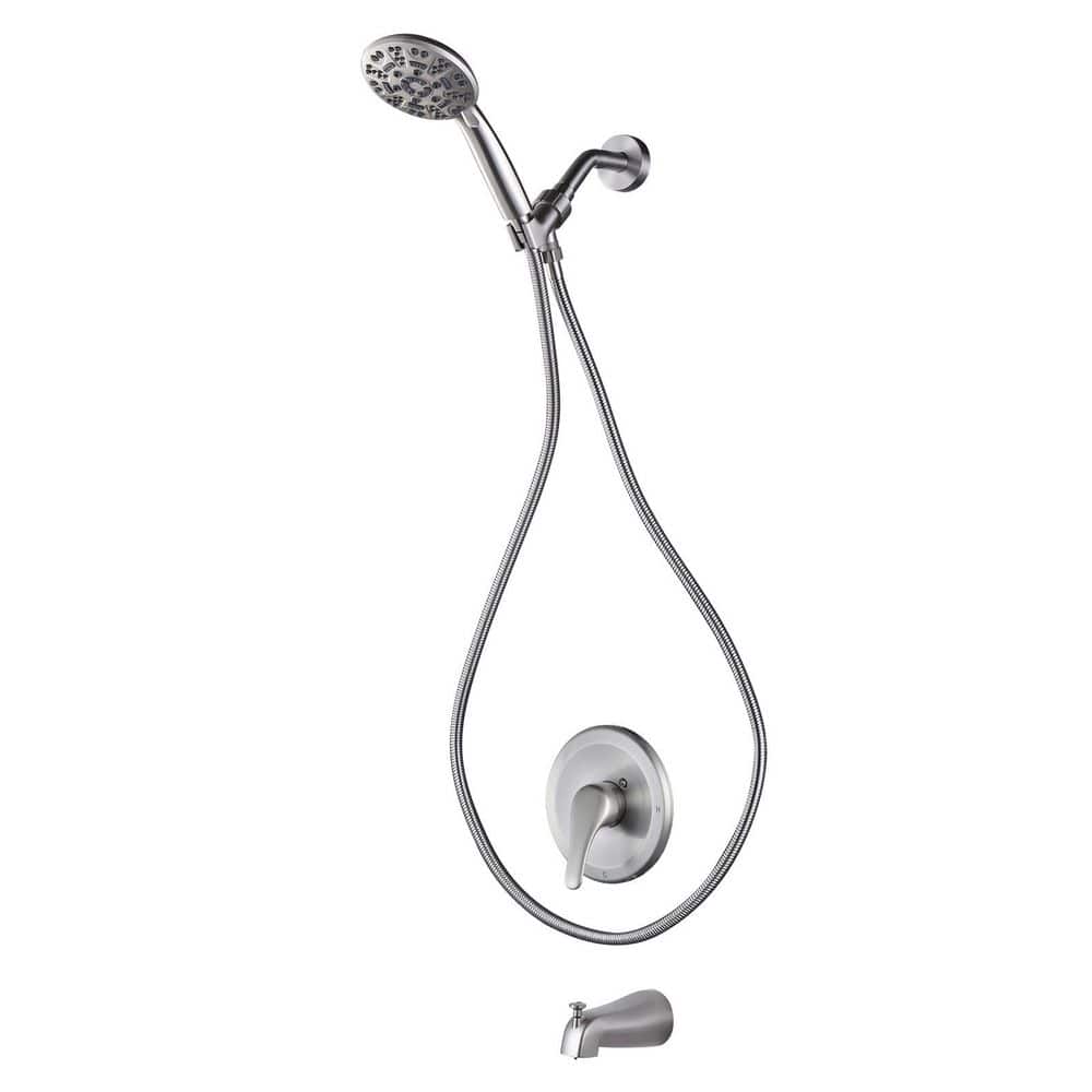 Single Handle 7-Spray Tub and Shower Faucet 1.8 GPM with Adjustable Shower Head in Brushed Nickel (Valve Included) price history on PriceWatchPro