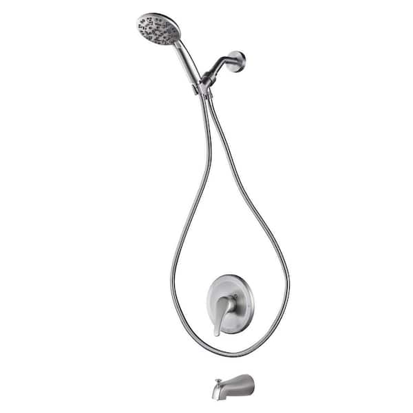 Single Handle 7-Spray Tub and Shower Faucet 1.8 GPM with Adjustable Shower Head in Brushed Nickel (Valve Included)