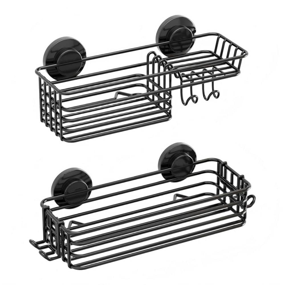 2-Pack Shower Caddy Suction Cup, Suction Shower Shelf with Hooks and Soap Holder, NO-Drilling in Black price history on PriceWatchPro