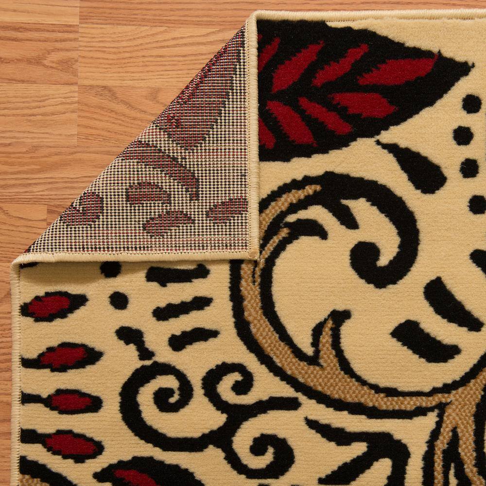 Ivory and Black Synthetic Rectangular Area Rug, 8' x 11'