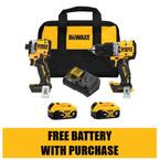 20V MAX XR Hammer Drill and ATOMIC Impact Driver 2 Tool Combo Kit with (2) 4.0Ah Batteries, Charger, and Bag