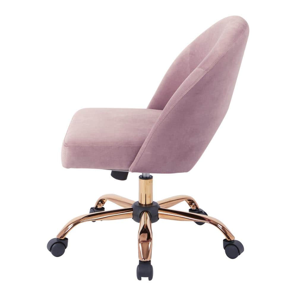 Mauve Leather and Metal 29" Swivel Accent Chair