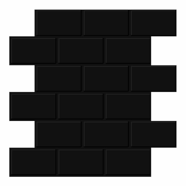 Thicker Subway Black 12 in. x 12 in. PVC Peel and Stick Tile (8.5 sq. ft./10)