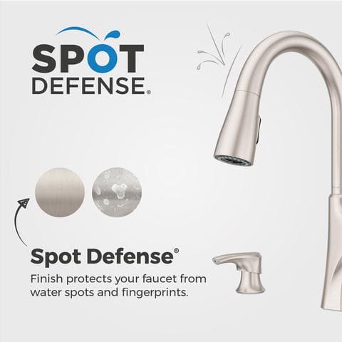 Miri Single-Handle Pull-Down Sprayer Kitchen Faucet with Soap Dispenser in Spot Defense Stainless Steel Miri Single-Handle Pull-Down Sprayer Kitchen Faucet with Soap Dispenser in Spot Defense Stainless Steel