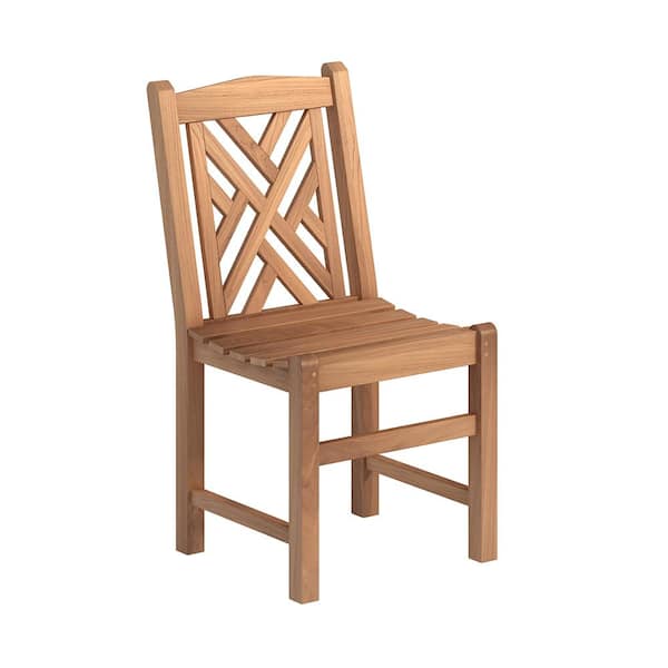 Unbranded Side Natural Teak Outdoor Dining Chair