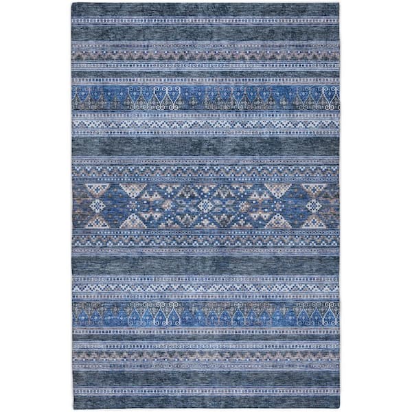 Dream Shag Premium Machine Washable Abstract ADS714 Navy 5 ft. x 7 ft. 6 in. Area Rug