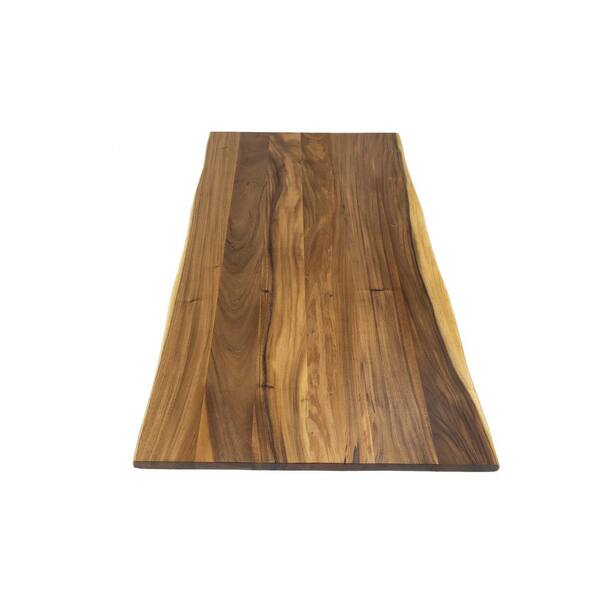 HARDWOOD REFLECTIONS 6 ft. L x 38 in. D Finished Acacia Solid Wood Butcher Block Island Countertop With Live Edge
