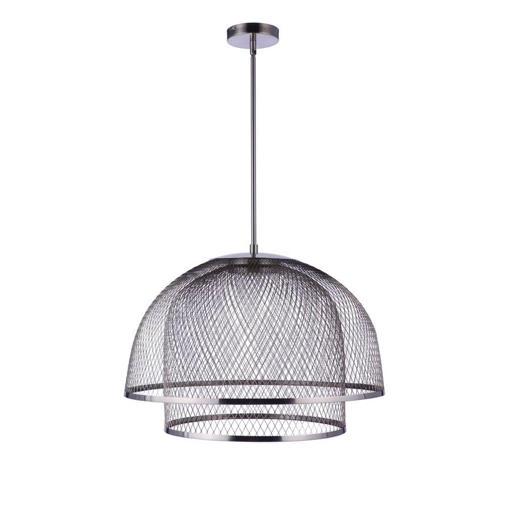 Brushed Polished Nickel Mesh Dome LED Pendant Light