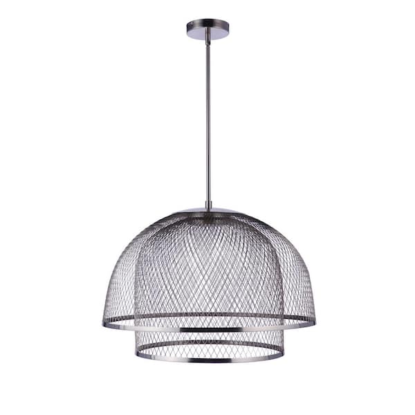 CRAFTMADE Sculptural Statement Pendants 18-Watt 1-Light Brushed Nickel Integrated LED Pendant Light 2-Shade Metal Mesh Dome