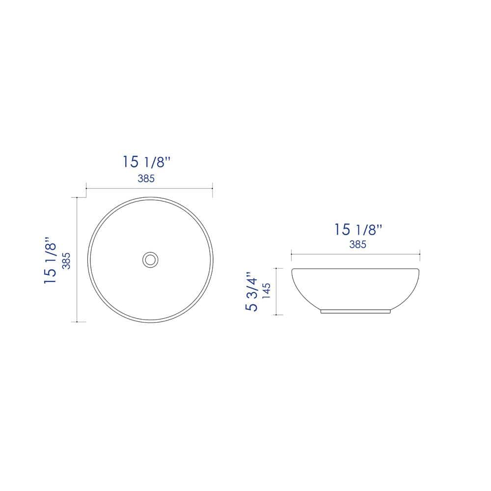 White Ceramic 15'' Round Vessel Bathroom Sink