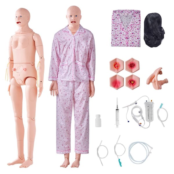 VEVOR Nursing Training Manikin, Male/Female Life Size Demonstration Human Manikin for Nursing Training Patient Care