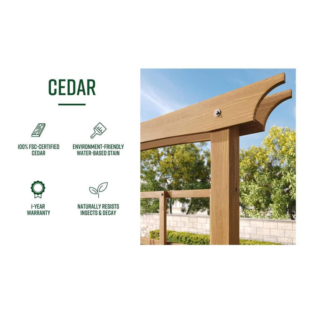 Golden Brown Cedar Wood Planter with Trellis